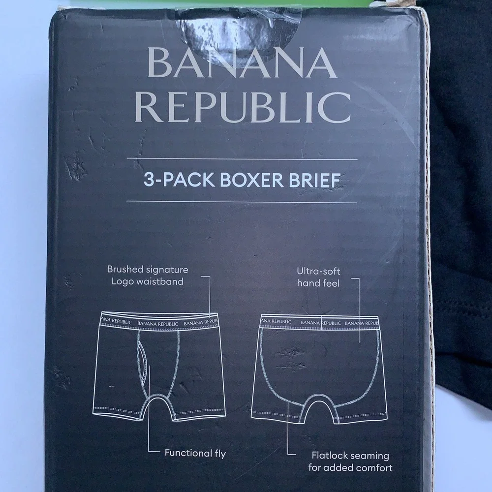 Banana Republic Mens XL Black 2-Pack Stretch Cotton Blend Boxer Briefs
